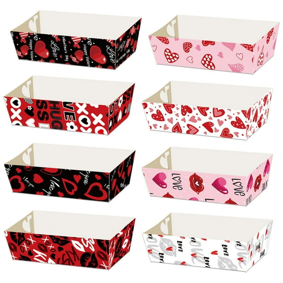 DefiDgd 12pcs Valentine Snack Boxes,Open Heart Pattern Cookie Boxes,Paper Bakery Boxes for Valentine Mother's Day Wedding Birthday Party Dinner Decorations Supplies