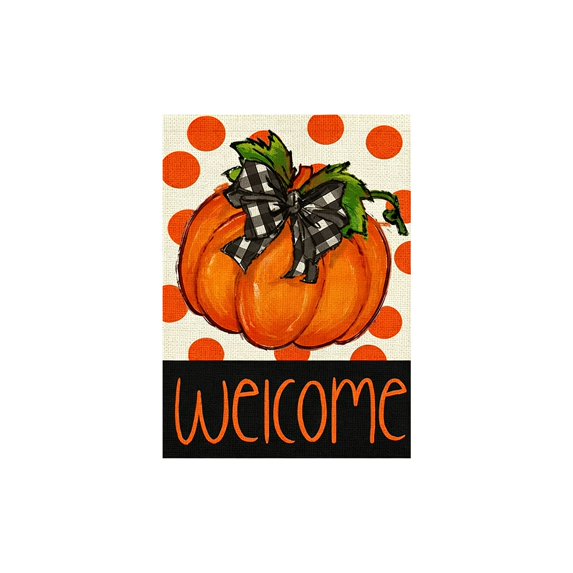 DefiDgd 12x18inch Bow Pumpkin Pattern Garden Flag,Double Sided Fall Yard Banner Decorative Flag for Thanksgiving Lawn Porch Patio Outdoor Garden Holiday Home Decoration(A)