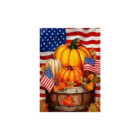 DefiDgd 12x18inch Bow Pumpkin Pattern Garden Flag,Double Sided Fall Yard Banner Decorative Flag for Thanksgiving Lawn Porch Patio Outdoor Garden Holiday Home Decoration(B)