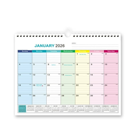 DefiDgd 14.7x11.6inch 2026-2027 Wall Calendar,18 Monthly Wall Calendar,Twin-Wire Binding with Hanging Hook,for Office Home Plan Making(A)