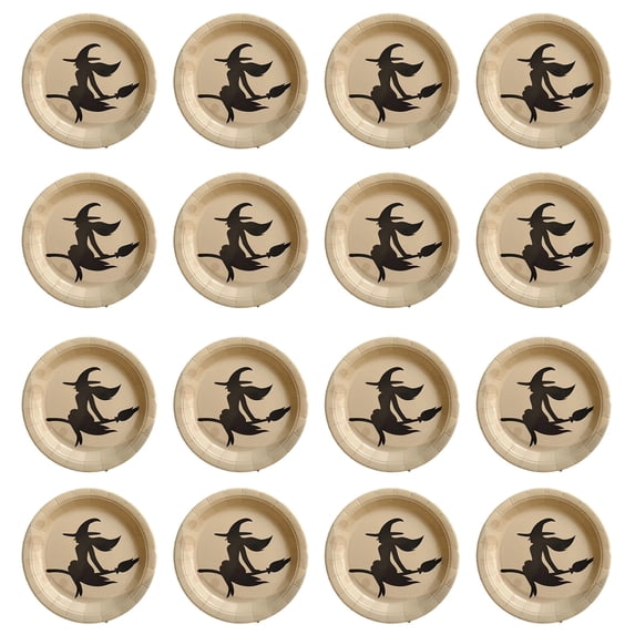 DefiDgd 16pcs 7inch Halloween Witch Pattern Disposable Paper Plate,Holiday Paper Dinnerware for Fall Halloween Holiday Birthday Party Dinner Dessert Serving Table Home Decor Supplies(A)