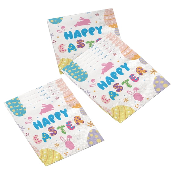 DefiDgd 16pcs Easter Disposable Tablewear Paper Napkins,Happy Easter Eggs Bunny Paper Napkins for Party Spring Celebrations Picnic Birthday Kitchen Table Decoration(A)