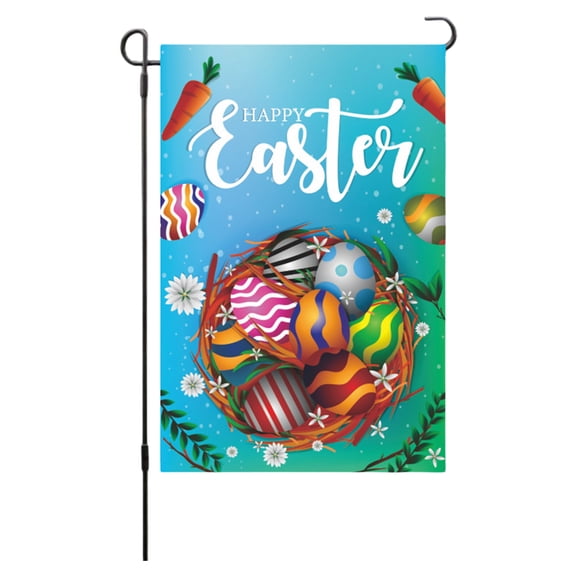 DefiDgd 18x12inch Easter Garden Flag,Multicolor Welcome Easters Outdoor Rabbit Flower Egg Pattern Easter Flag Sfor pring Yard Outside Outdoor Farmhouse Decorations(D)
