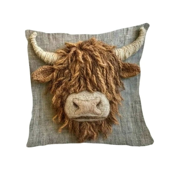 DefiDgd 18x18inch Highland Cow Short Lint Throw Pillow Covers,Soft Animal Farmhouse Pillow Cover for Living Room Bedroom Couch Home Decoration