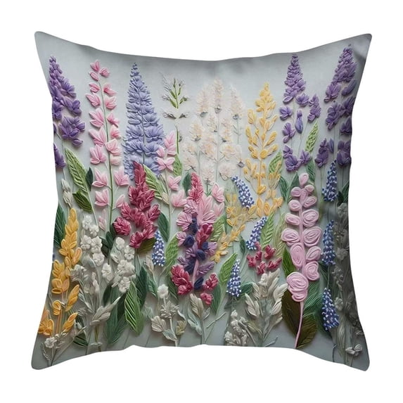 DefiDgd 18x18inch Spring Flower Embroideried Pillow Cover,Faux 3D Style Flower Pattern Floral Decorative Soft Cushion Case for All Season Couch Chair Living Room Home Decor Gift(A)