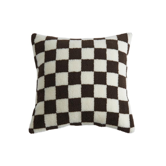 DefiDgd 18x18inch Throw Pillow Covers Checkerboard Pattern Decorative Pillowcase,Soft Plush Cushion Covers for Sofa Bedroom Livingroom Car(Coffee)