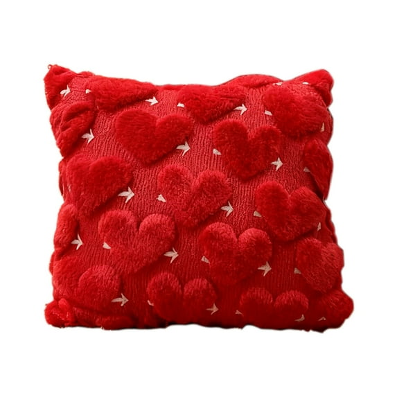 DefiDgd 18x18inch Valentines Day Heart Painted Throw Pillow Case,Soft Red Love Hearts Valentine's Day Farmhouse Holiday Home Decoration for Couch Bed(E)