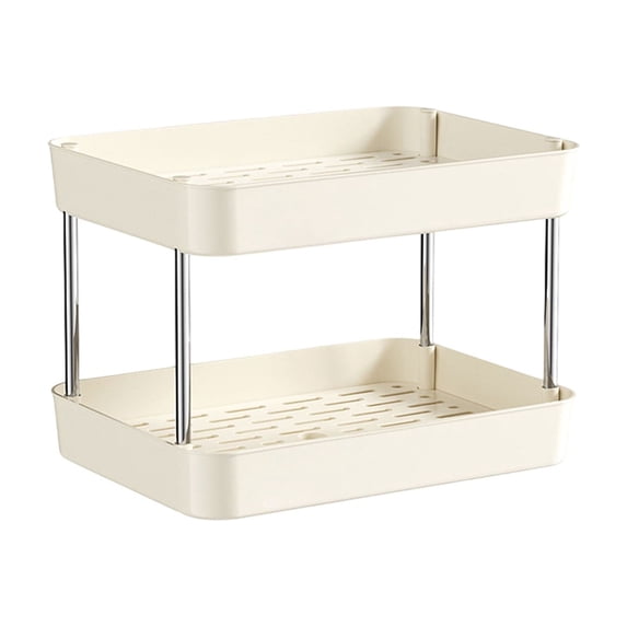DefiDgd 2-Tier Countertop Cup Storage Rack,Coffe Mug Holder Rack for Tabletop,Portable Spice Rack for Kitchen,Bathroom Countertop Organizer(White)