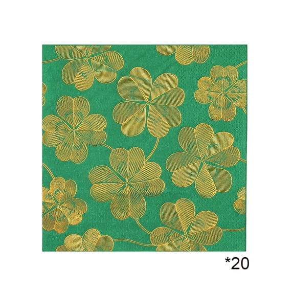 DefiDgd 20pcs Easter Paper Napkins,Green Four-leaf Clovers Patterns Guest Paper Napkins,Spring Disposable Holiday Wedding Birthday Party Dinner Supplies(A)