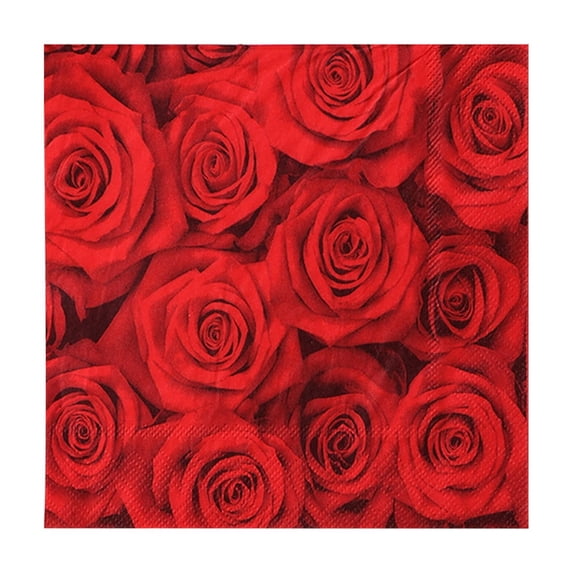 DefiDgd 20pcs Valentine's Day Disposable Paper Napkin,Rose Flower Paper Napkin Guest Towels Guest Napkins for Home Dinner Kitchen Valentine Anniversary Party Supplies Decorations(B)