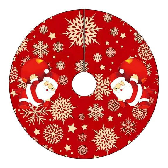 DefiDgd 23.62inch Christmas Tree Skirt Mat Christmas Decorations,Xmas Tree Skirt Mat with Santa Claus Snowflake Pattern for Indoor Outdoor Merry Christmas Holiday Party Decor(A)