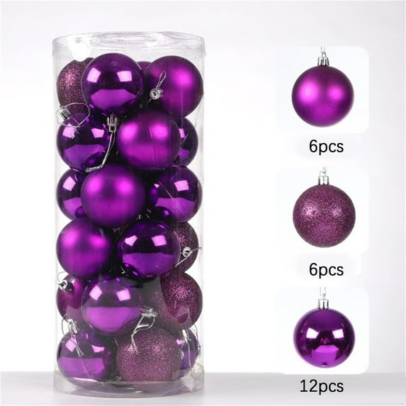 DefiDgd 24pcs 1.18inch Christmas Ball Ornaments Set,Christmas Tree Hanging Decorations,Glittering Shatterproof Balls for Xmas Tree, Holiday Party Decor Cylindrical Outer Packaging(Purple)