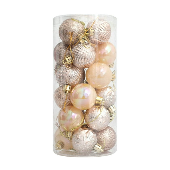 DefiDgd 24pcs 1.57inch Vintage Christmas Ball Ornaments,Glower Christmas Tree Decor Shatterproof Hanging Plastic Ball Rustic Hanging Decor for Xmas Holiday Party Decoration(Beige)