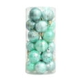 thumbnail image 1 of DefiDgd 24pcs 1.57inch Vintage Christmas Ball Ornaments,Glower Christmas Tree Decor Shatterproof Hanging Plastic Ball Rustic Hanging Decor for Xmas Holiday Party Decoration(Light Blue), 1 of 6
