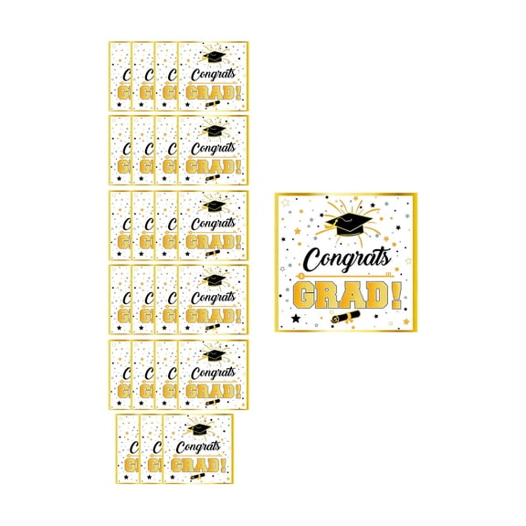 DefiDgd 24pcs 2026 Graduation Napkin,Disposable Paper Napkin Glod and White Guest Napkin Graduation Decorations Cup for Graduation Party