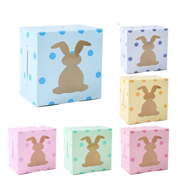 DefiDgd 24pcs Paper Box with Bunny Shaped Clear Window,Colorful Easter Bunny Boxes for Easter Spring Decorations,Gift Candy Wrapping Containers Party Supplies(B)