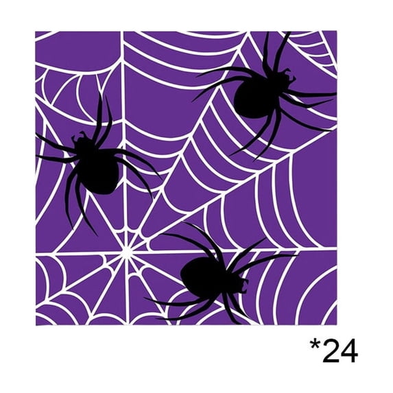 DefiDgd 24pcs Purple Spider Web Disposable Paper Napkin,Round Spider Printed Lightweight Dinner Napkin for Halloween Snack Dessert Serving Holiday Birthday Party Tabletop Decor(C)