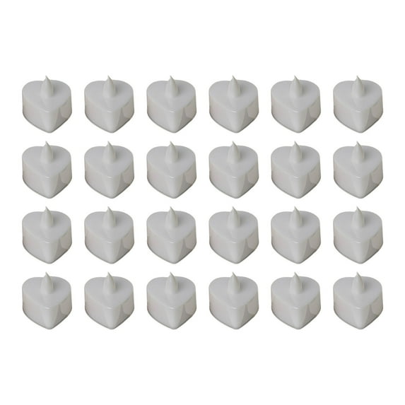 DefiDgd 24pcs Valentine's Day Heart Shaped Candles,Battery Operated Small Glitter Tealights LED Tea Lights Candle for Valentine's Day Wedding Anniversary Celebration Home Decor(White)