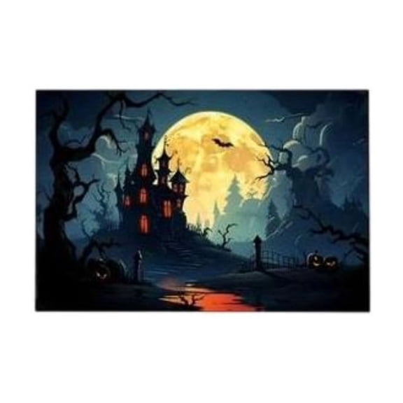 DefiDgd 24x16inch Halloween Pumpkin Castle Moon Printed Doormat,Quick Dry Diatom Mud Non Slip Absorbent Floor Rug for Halloween Front Door Bathroom Porch Home Holiday Decor(A)