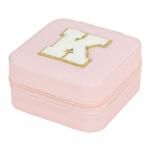 DefiDgd 26 Letters Pink Velvet Jewelry Storage Box,Detachable Earrings Holder Organizer Earring Case Jewelry Showcase Box,Home Decoration,Birthday Gift for Women(K)