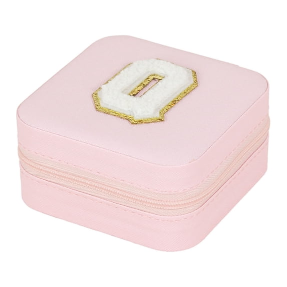 DefiDgd 26 Letters Pink Velvet Jewelry Storage Box,Detachable Earrings Holder Organizer Earring Case Jewelry Showcase Box,Home Decoration,Birthday Gift for Women(Q)