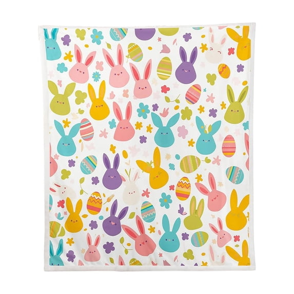 DefiDgd 29.5x39.3inch Easter Blanket Spring Bunny Eggs Throw Blanket,Soft Colorful Decorative Blanket for Easter Couch Sofa Bed Room Home Decoration,Holiday Square Birthday Gift(D)