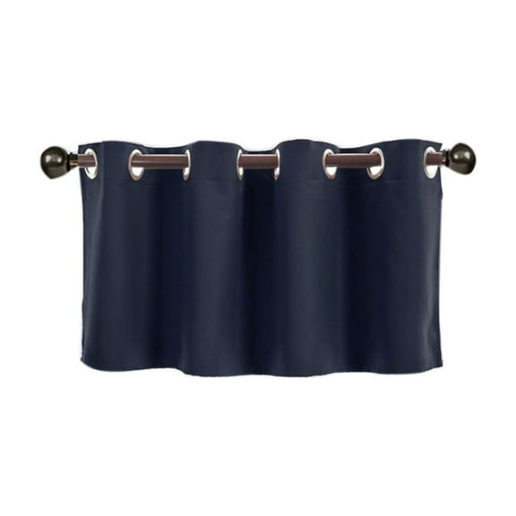 DefiDgd 29x14inch Solid Color Small Short Valance for Kitchen Windows Blackout Curtain for Living Room Short Straight Drape for Bedroom(Navy)