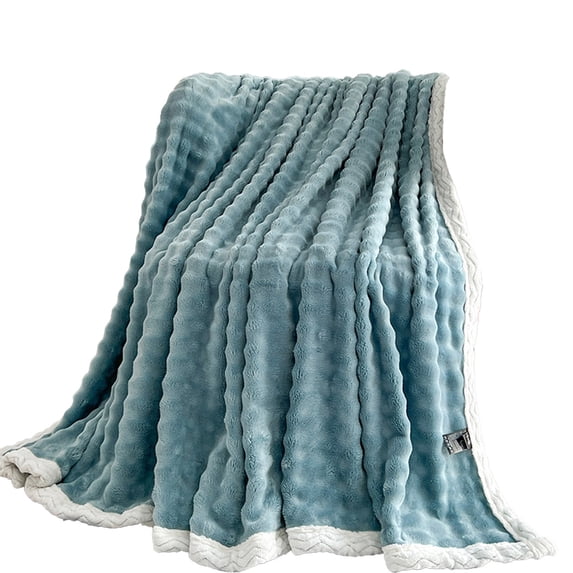 DefiDgd 29x28inch Faux Fleece Throw Blanket for Couch,Plush Warm Thick Blanket for Bed Sofa Living Room Bedroom Home Decoration(Light Blue)