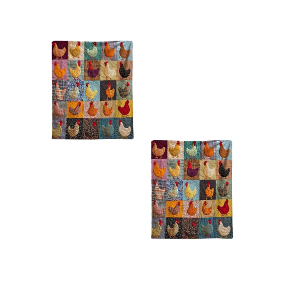 DefiDgd 2PCS 51.2x39.4inch Rustic Chicken Blanket,Soft Lightweight Vintage Chicken Pattern Blanket,Colorful Blanket for Couch Room Home Decoration,Gift for Family(B-2pc)