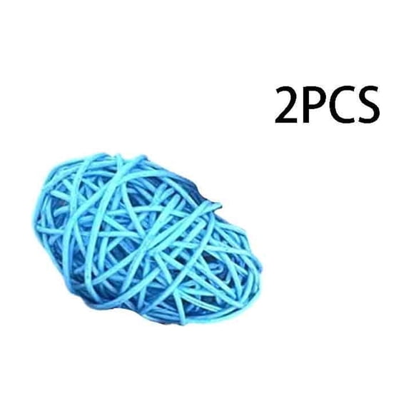 DefiDgd 2pcs 2.5inch Easter Handmade Wicker Rattan Balls Decorations,Spring Vase Bowl Filler Decor for Home Easter Craft Birthday Table Centerpiece Decoration(Light Blue)