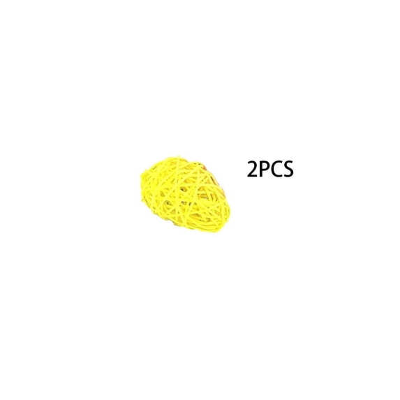 DefiDgd 2pcs 2.5inch Easter Handmade Wicker Rattan Balls Decorations,Spring Vase Bowl Filler Decor for Home Easter Craft Birthday Table Centerpiece Decoration(Yellow)
