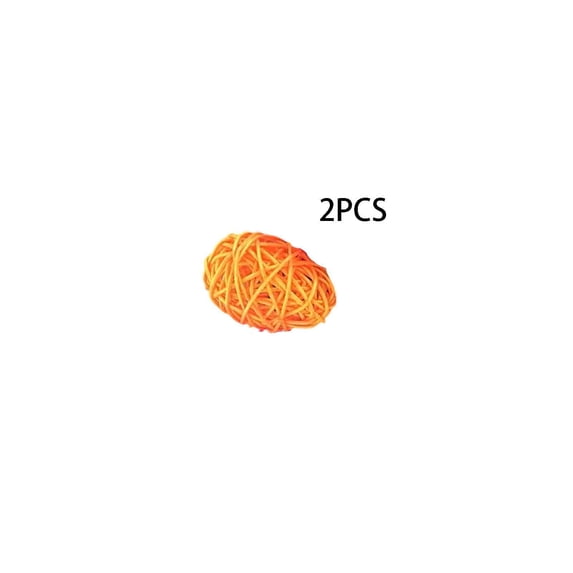 DefiDgd 2pcs 2.5inch Easter Handmade Wicker Rattan Balls Decorations,Spring Vase Bowl Filler Decor for Home Easter Craft Birthday Table Centerpiece Decoration(Orange)