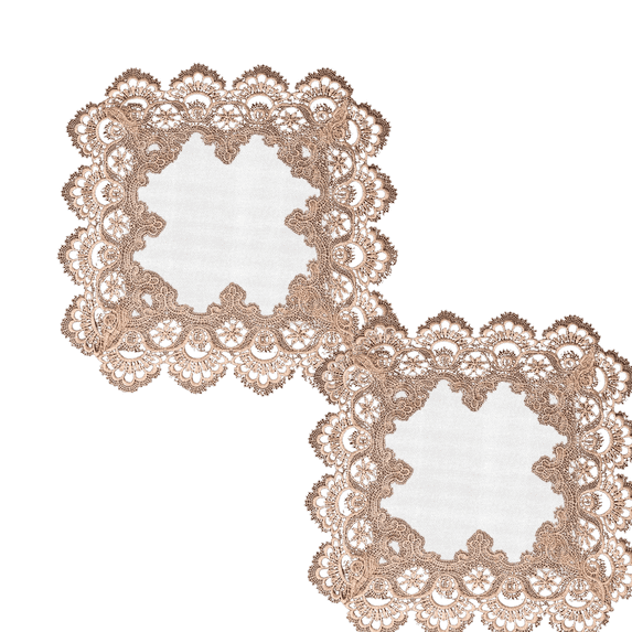 DefiDgd 2pcs 20x20inch Vintage Square Lace Table Mat,Breathable Fabric Table Mat,Decorative Table Cover Cloth for Nightstand Tabletop Household Furniture Ornament(Medium)
