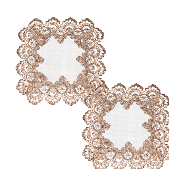 DefiDgd 2pcs 22x22inch Vintage Square Lace Table Mat,Breathable Fabric Table Mat,Decorative Table Cover Cloth for Nightstand Tabletop Household Furniture Ornament(Large)