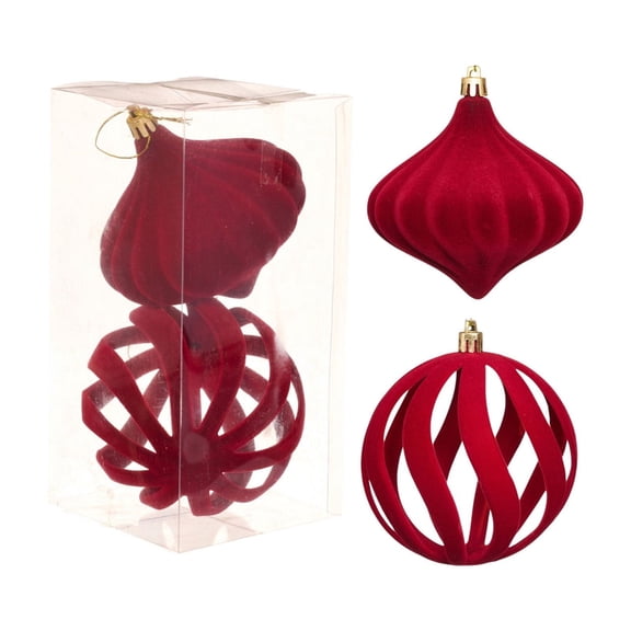 DefiDgd 2pcs 3.94in Christmas Balls Set Flocking Ball Ornament,Festival Decors For Christmas Tree With Velvety Storage Box Soft Flocking Tree Decors(E)