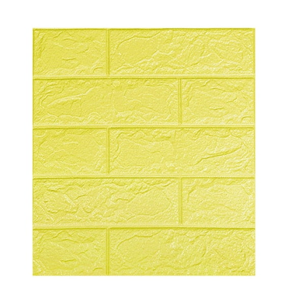 DefiDgd 2pcs 3D Wall Panels Peel and Stick,Waterproof Faux Brick Wall Panels Decorative Self Adhesive Tiles for Home Bedroom Living Room Stairs Kitchen(Yellow)
