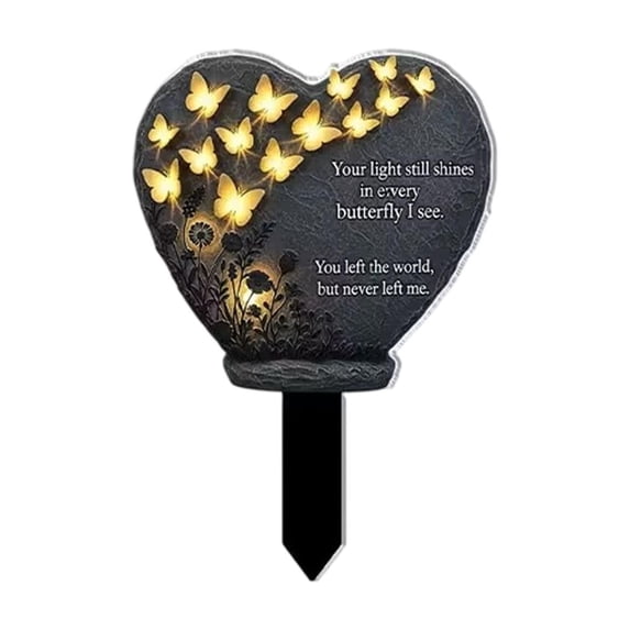 DefiDgd 2pcs Acrylic Outdoor Garden Heart Shaped Stake,Memorial Remembrance Waterproof Stakes for Cemetery Garden Yard Grave Cemetery Funerals Events Supplies(B)