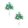 thumbnail image 1 of DefiDgd 2pcs Artificial Cemetery Flowers with Vase Stakes,17 Heads Faux Rose Flower for Outdoor Garden Grave Memorial Flowers Decoration,Memorial Day Commemorate Flower(C), 1 of 7