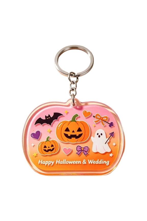 2pcs Halloween Pumpkin Acrylic Keychain,Gradient Glitter Pumpkin Decorative Key Ring Accessory for Halloween Backpack Handbag Car Key Party Favor,Small Holiday Gift(E)