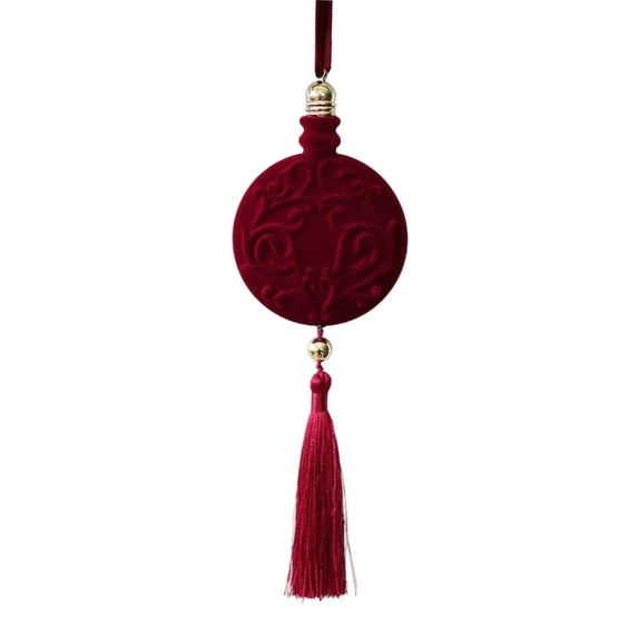 DefiDgd 3.15inch Christmas Flocked Ball with Tassel Adorned,Embossed Velvet Hanging Ball Decor for Christmas Tree Wall Window Wedding Holiday Party Home Ornament(A)
