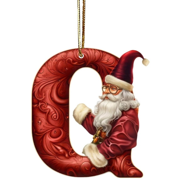 DefiDgd 3.15inch Christmas Tree 26 Letters and Santa Pendant Decoration,Acrylic Hanging Christmas Ornaments,Letter Christmas Indoor for Christmas Tree Ornaments Pendant Hanging Decorations(Q)