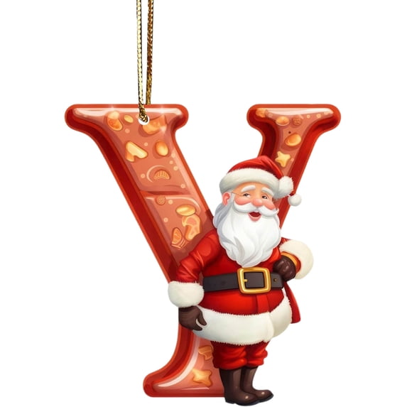 DefiDgd 3.15inch Christmas Tree 26 Letters and Santa Pendant Decoration,Acrylic Hanging Christmas Ornaments,Letter Christmas Indoor for Christmas Tree Ornaments Pendant Hanging Decorations(Y)