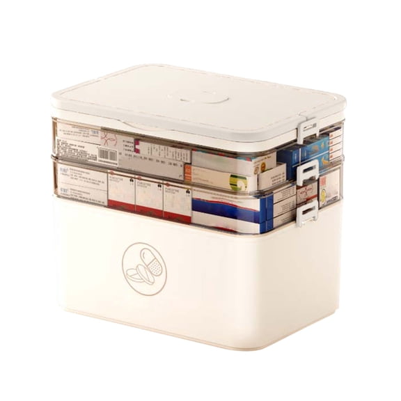 DefiDgd 3 Tier Foldable Medicine Storage Box,Large Capacity with Removable Pill Case Handle,Portable Medical Containers for Home Travel Camping Hiking Classroom(B)