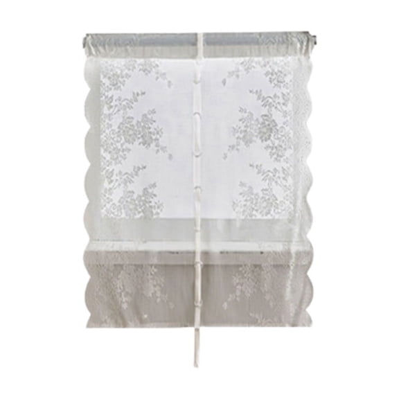 DefiDgd 32x39inch Double Layer Floral Lace Curtain,Semi Sheer Rod Pocket Drawstring Blackout Window Blind,Light Filtering Privacy Curtain for Bedroom Living Room Kitchen(Small)