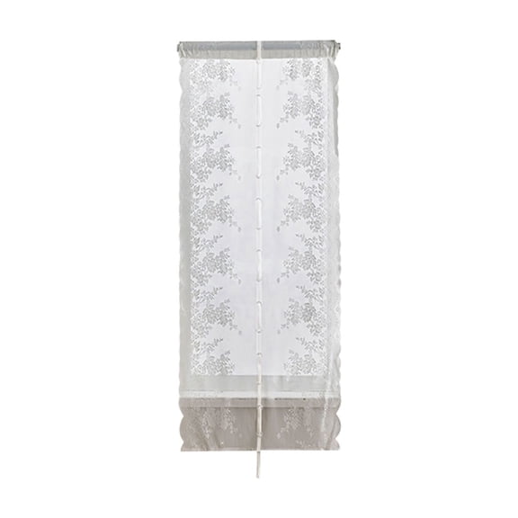 DefiDgd 32x79inch Double Layer Floral Lace Curtain,Semi Sheer Rod Pocket Drawstring Blackout Window Blind,Light Filtering Privacy Curtain for Bedroom Living Room Kitchen(Xlarge)