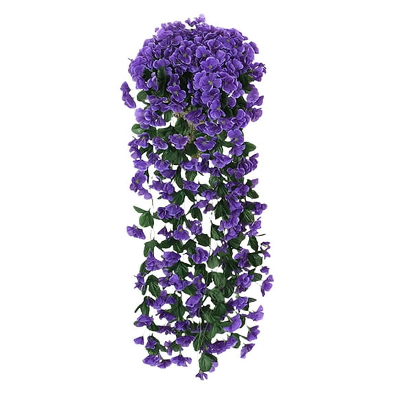 DefiDgd 33.5inch Faux Violet Hanging Flowers Hanging Decor,Plastic Violet Fake Hanging Colorful Garland for Indoor Outdoor Wall Garden Wedding Home Party Decor(H)