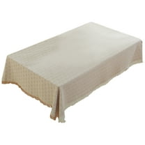 DefiDgd 35x59inch Rectangle Table Cloth,Linen Tassel Farmhouse Style Tablecloth,Washable Embroidery Table Cloths for Kitchen Dinning Tabletop Home Decoration(A)