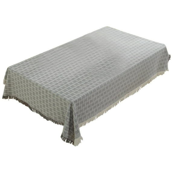 DefiDgd 35x59inch Rectangle Table Cloth,Linen Tassel Farmhouse Style Tablecloth,Washable Embroidery Table Cloths for Kitchen Dinning Tabletop Home Decoration(C)