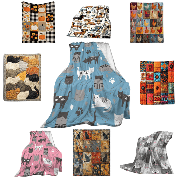 DefiDgd 39x28inch Cute Cats Pattern Flannel Blanket,Soft Cozy Kitty Printed Fleece Blanket,Comfortable Multifunctional Plush Blanket for Sofa Bed Couch Livngroom Bedroom Home Decoration(JJ)