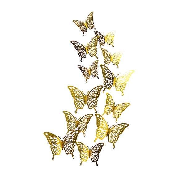 DefiDgd 3D Hollow Out Butterfly Sticker Set,3 Different Size Butterfly Wall Removable Sricker for Living Room Bedroom Bathroom Office Home Decoration(A)